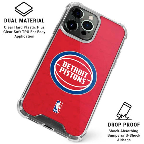 NBA Detroit Pistons Distressed iPhone 15 Pro Clear Case